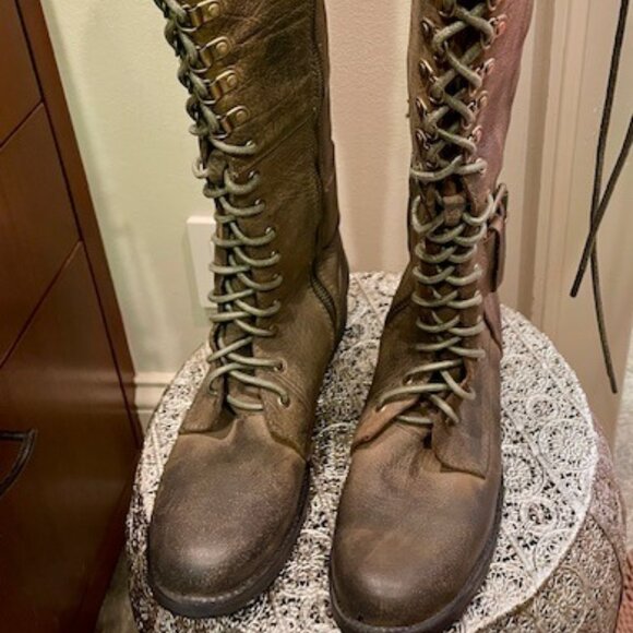 Jeffrey Campbell Ibiza Tall Lace Up Leather Boot 8 - Picture 1 of 6